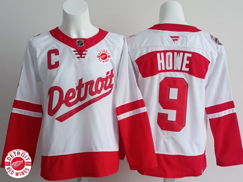 Men Detroit Red Wings #9 Howe White 2025 Fanatics Home Premium NHL Jersey style 2->detroit red wings->NHL Jersey